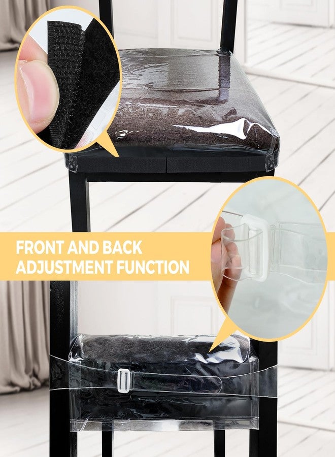 RoleDes 4 Pack Large Plastic Chair Covers for Dining Room, Clear Chair Seat Protectors with Adjustable Belt Strap Fits 18” - 22” Seats, Waterproof & Scratch Resistant Heavy Duty PVC Dining Chair Covers - Image 3
